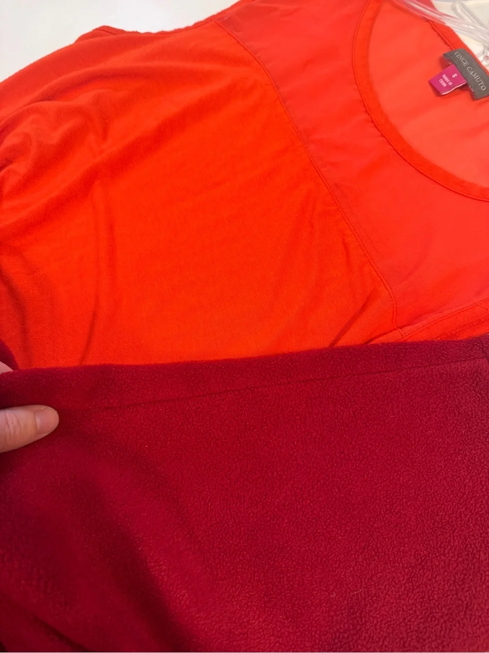Vince Camuto Orange Red Sleeveless Layered Shift Top
